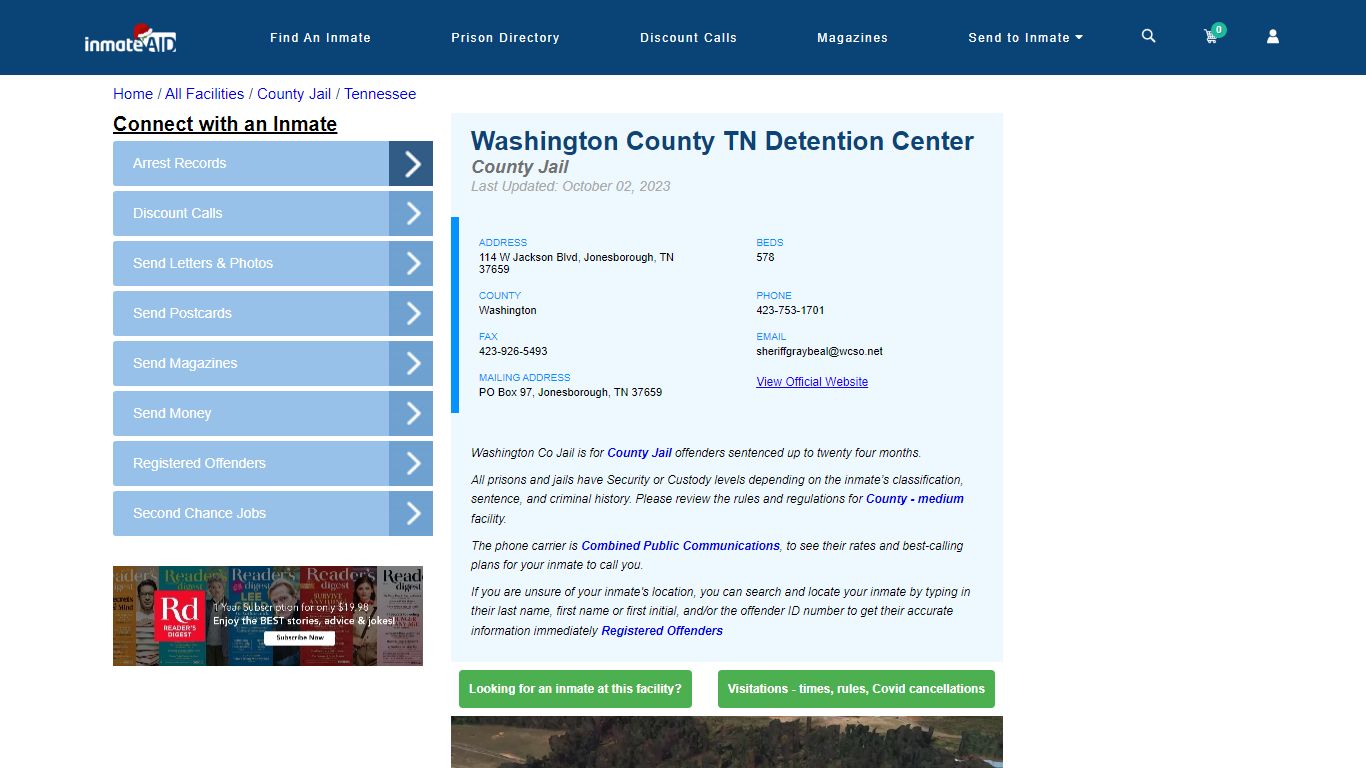 Washington County TN Detention Center - Inmate Locator - Jonesborough, TN